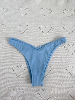 Hollister Ribbed Cheekiest Bikini Bottom Light Blue Small